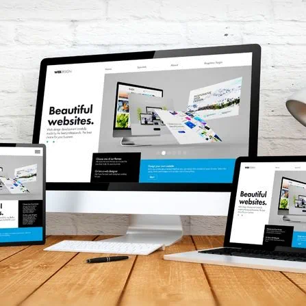 Beautiful website mockup created by sirat graphics showing on pc, laptop, mobile and tablet